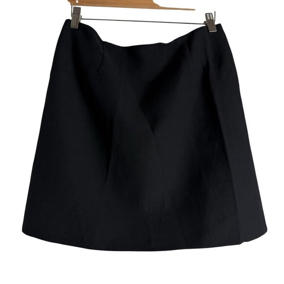Lafayette 148 New York Black Wool Silk A-Line Asymmetric Button Mini Skirt Sz 6 - Picture 6 of 9